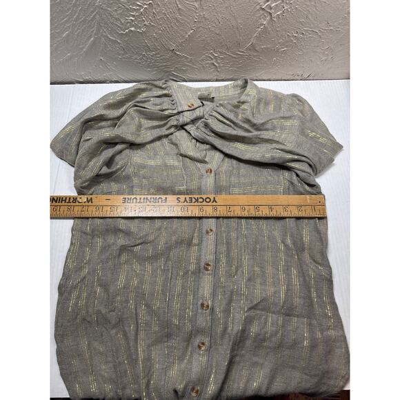 Akemi + Kin for Anthropologie Itzel Metallic Blouse Button Up Womens Size 2 - Picture 5 of 5